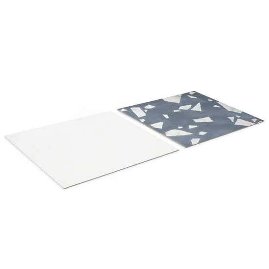 Terrazzo 2.0 24"x24" Checkerboard Minimal White & Rock Blue Porcelain Matte Tile