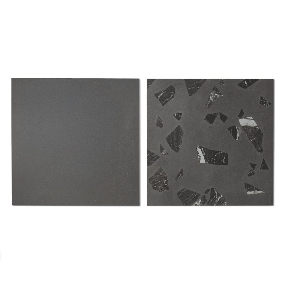Terrazzo 2.0 24"x24" Checkerboard Minimal Dk Grey & Rock Dk Grey Porcelain Matte Tile