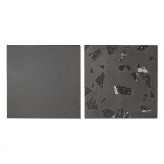Terrazzo 2.0 24"x24" Checkerboard Minimal Dk Grey & Rock Dk Grey Porcelain Matte Tile