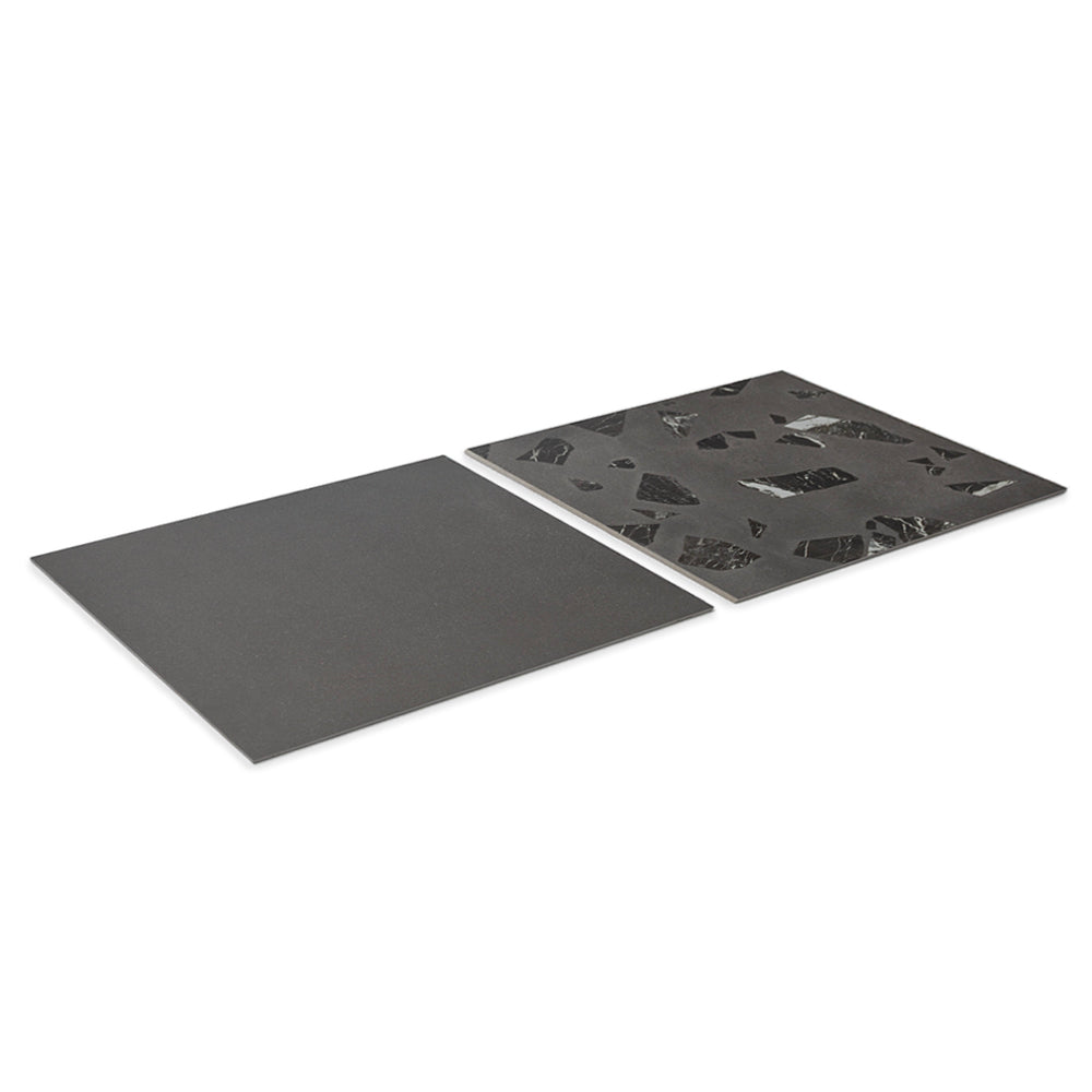 Terrazzo 2.0 24"x24" Checkerboard Minimal Dk Grey & Rock Dk Grey Porcelain Matte Tile