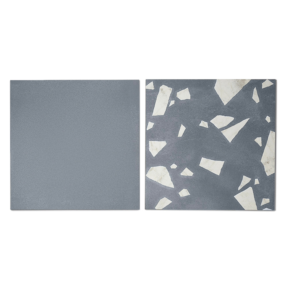 Terrazzo 2.0 24"x24" Checkerboard Minimal Blue & Rock Blue Porcelain Matte Tile