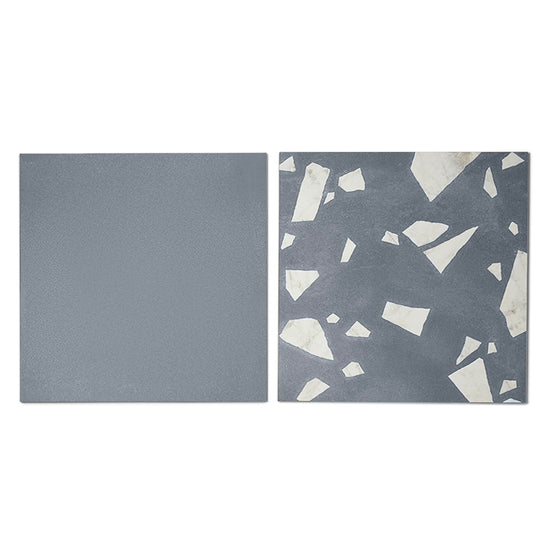 Terrazzo 2.0 24"x24" Checkerboard Minimal Blue & Rock Blue Porcelain Matte Tile