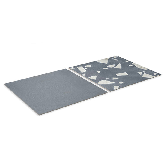Terrazzo 2.0 24"x24" Checkerboard Minimal Blue & Rock Blue Porcelain Matte Tile