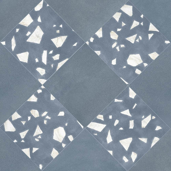 Terrazzo 2.0 24"x24" Checkerboard Minimal Blue & Rock Blue Porcelain Matte Tile