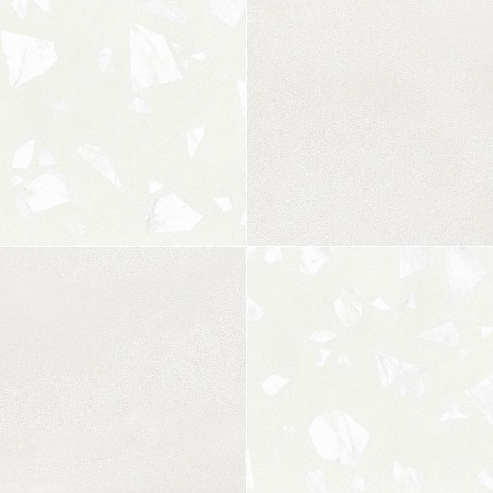 Terrazzo 2.0 24"x24" Checkerboard Minimal White & Rock White Porcelain Matte Tile