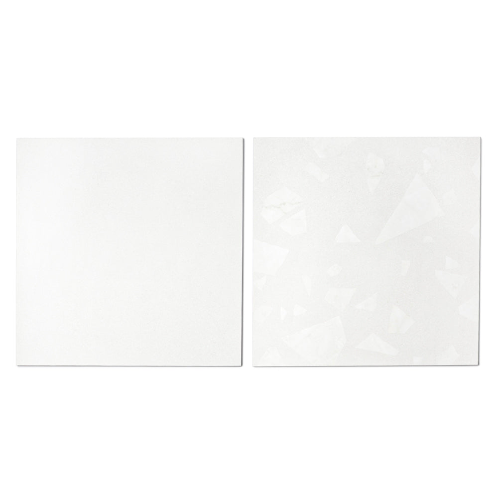 Terrazzo 2.0 24"x24" Checkerboard Minimal White & Rock White Porcelain Matte Tile