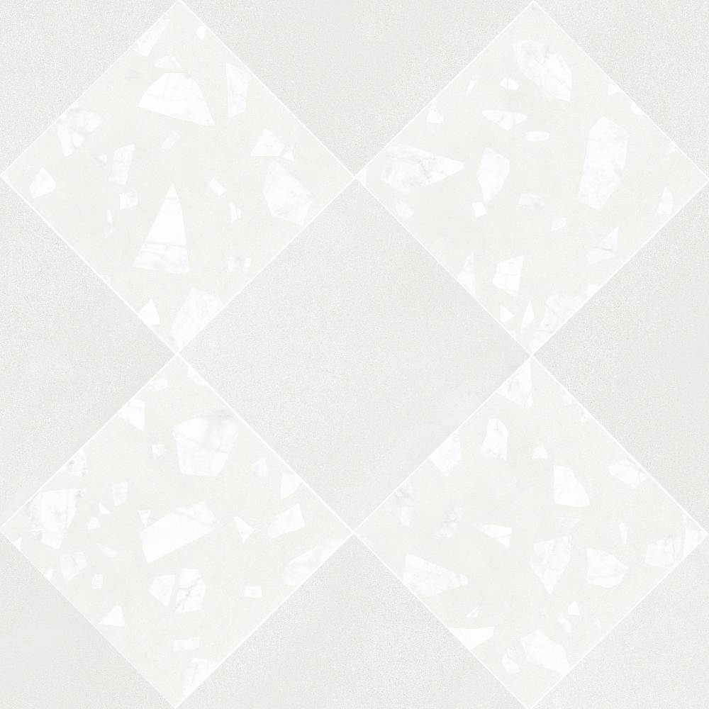 Terrazzo 2.0 24"x24" Checkerboard Minimal White & Rock White Porcelain Matte Tile