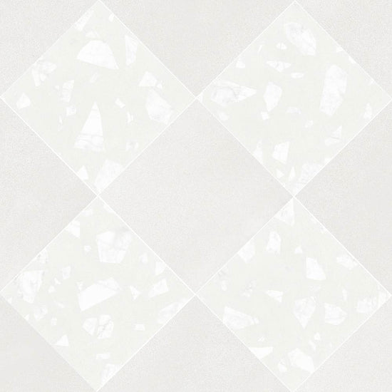 Terrazzo 2.0 24"x24" Checkerboard Minimal White & Rock White Porcelain Matte Tile