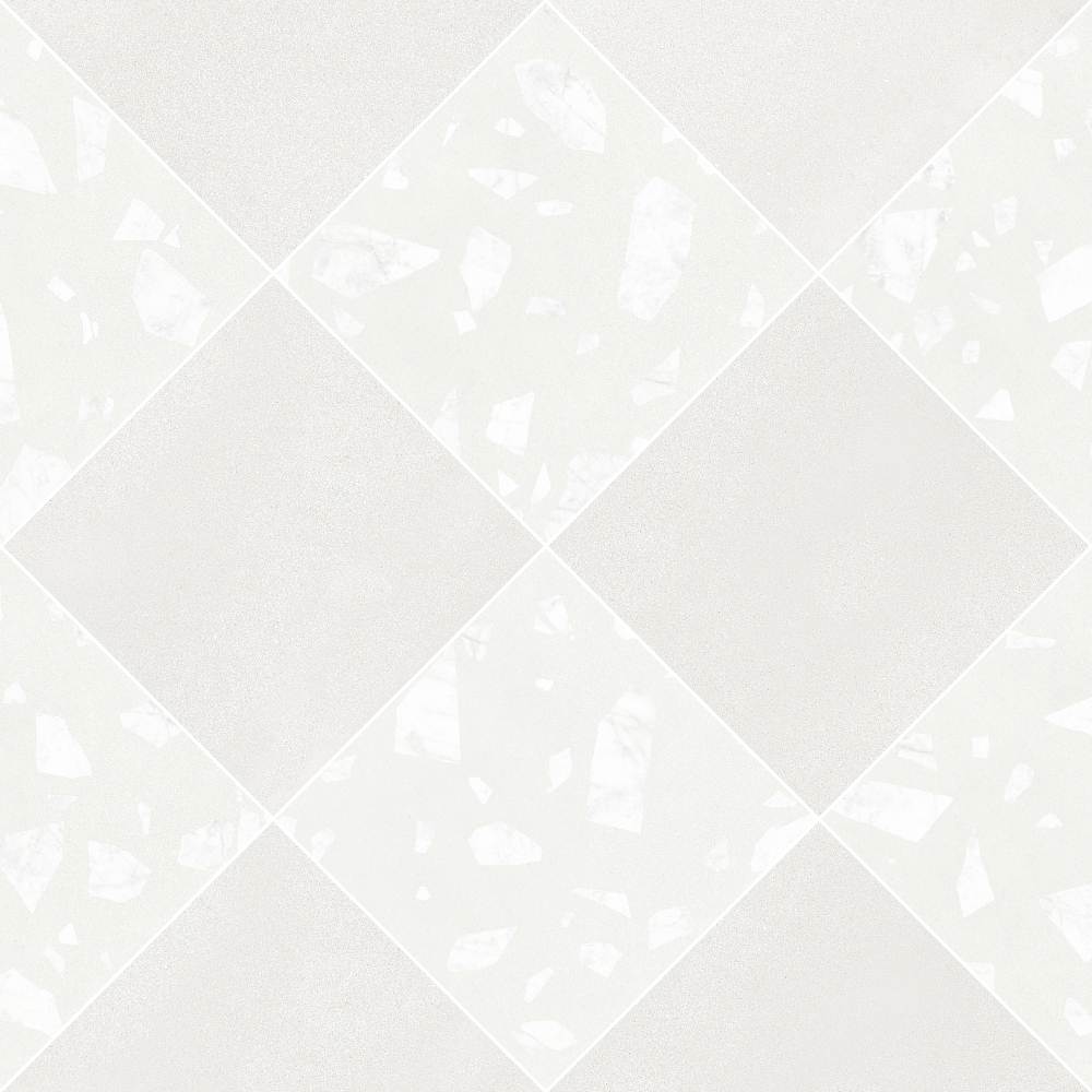Terrazzo 2.0 24"x24" Checkerboard Minimal White & Rock White Porcelain Matte Tile