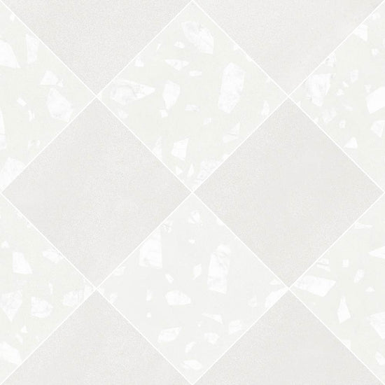 Terrazzo 2.0 24"x24" Checkerboard Minimal White & Rock White Porcelain Matte Tile