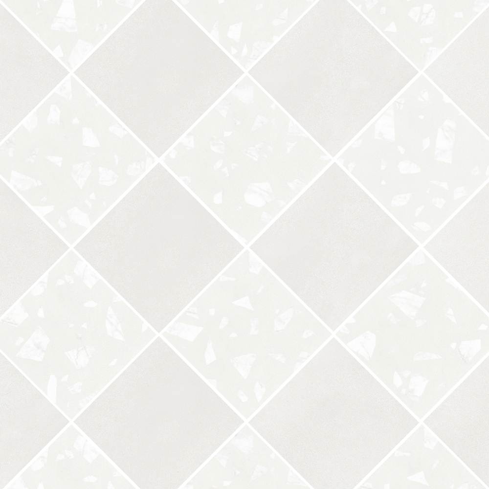 Terrazzo 2.0 24"x24" Checkerboard Minimal White & Rock White Porcelain Matte Tile