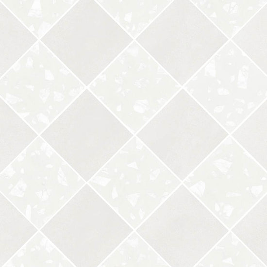 Terrazzo 2.0 24"x24" Checkerboard Minimal White & Rock White Porcelain Matte Tile