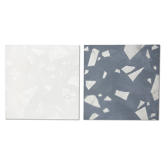 Terrazzo 2.0 24"x24" Checkerboard Rock White & Rock Blue Porcelain Matte Tile
