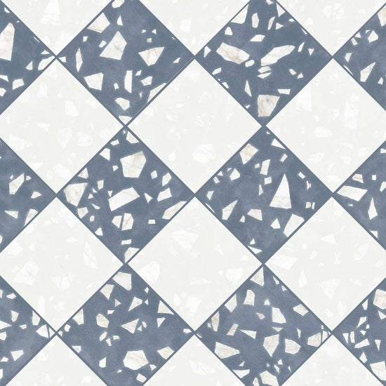 Terrazzo 2.0 24"x24" Checkerboard Rock White & Rock Blue Porcelain Matte Tile