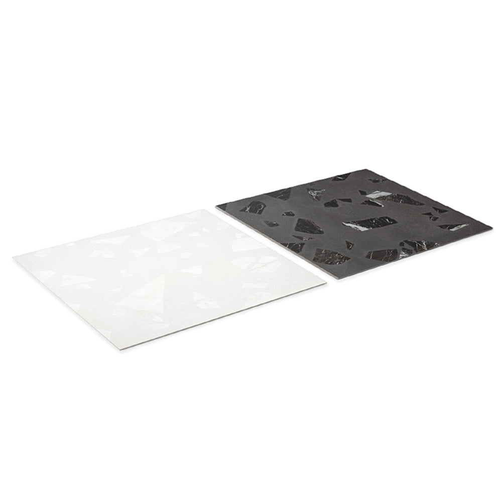 Terrazzo 2.0 24"x24" Checkerboard Rock White & Rock Dk Grey Porcelain Matte Tile