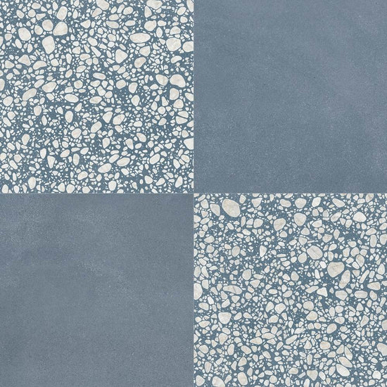 Terrazzo 2.0 24"x24" Checkerboard Minimal Blue & Pop Blue Porcelain Matte Tile