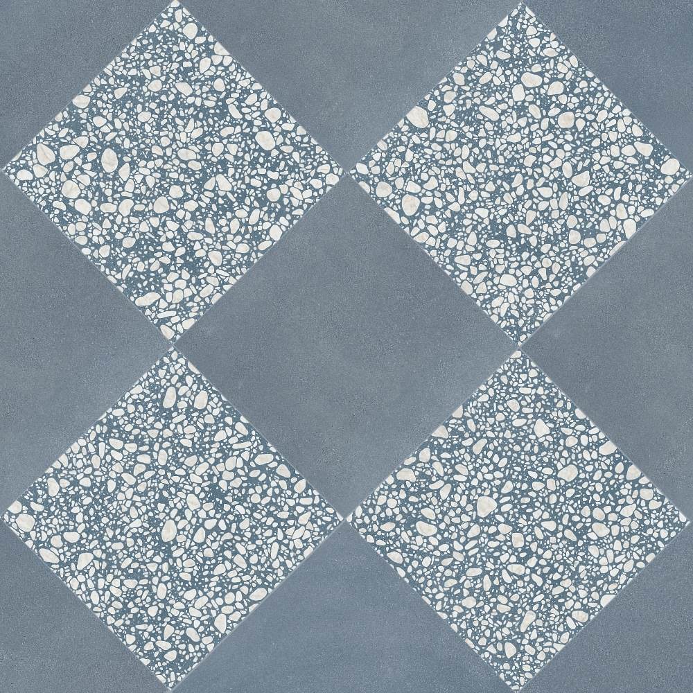 Terrazzo 2.0 24"x24" Checkerboard Minimal Blue & Pop Blue Porcelain Matte Tile