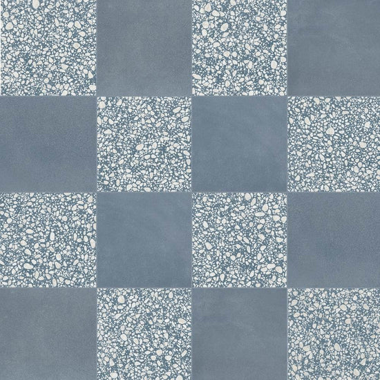 Terrazzo 2.0 24"x24" Checkerboard Minimal Blue & Pop Blue Porcelain Matte Tile