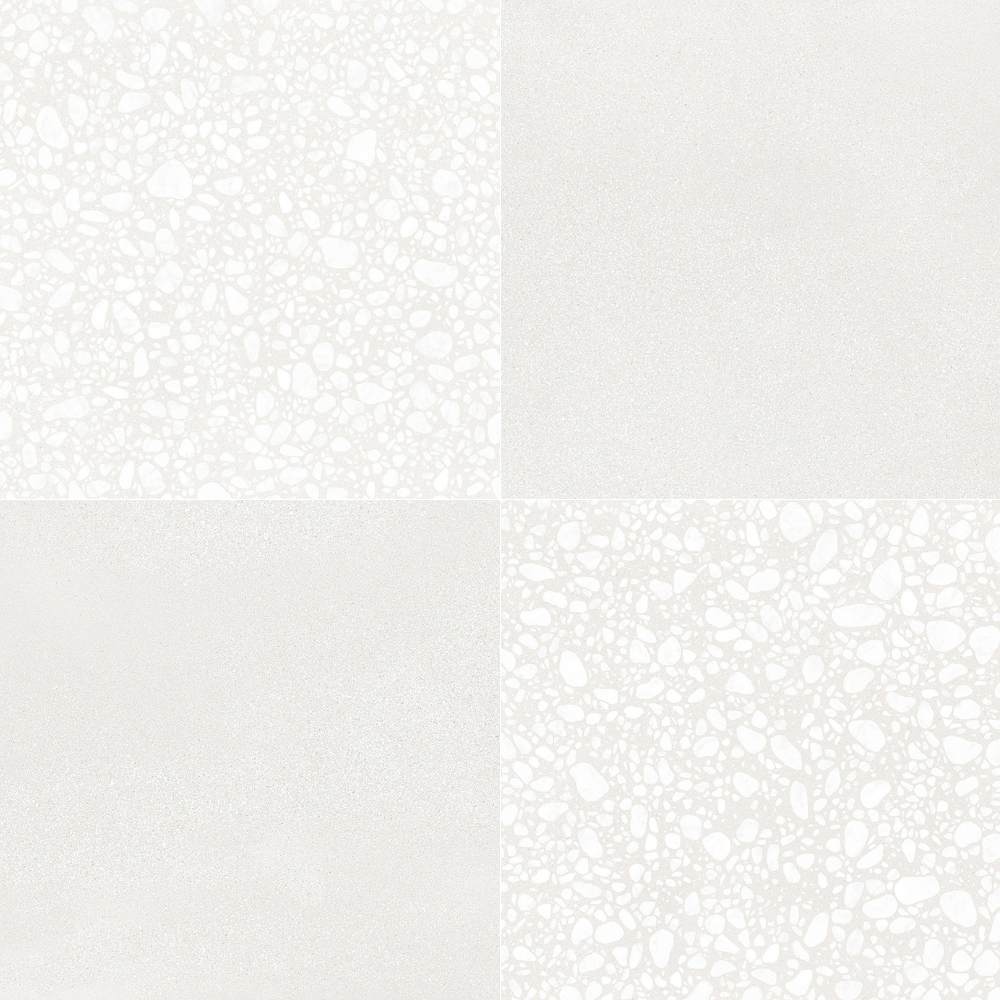 Terrazzo 2.0 24"x24" Checkerboard Minimal White & Pop White Porcelain Matte Tile
