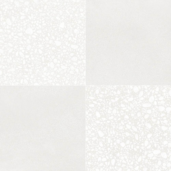 Terrazzo 2.0 24"x24" Checkerboard Minimal White & Pop White Porcelain Matte Tile