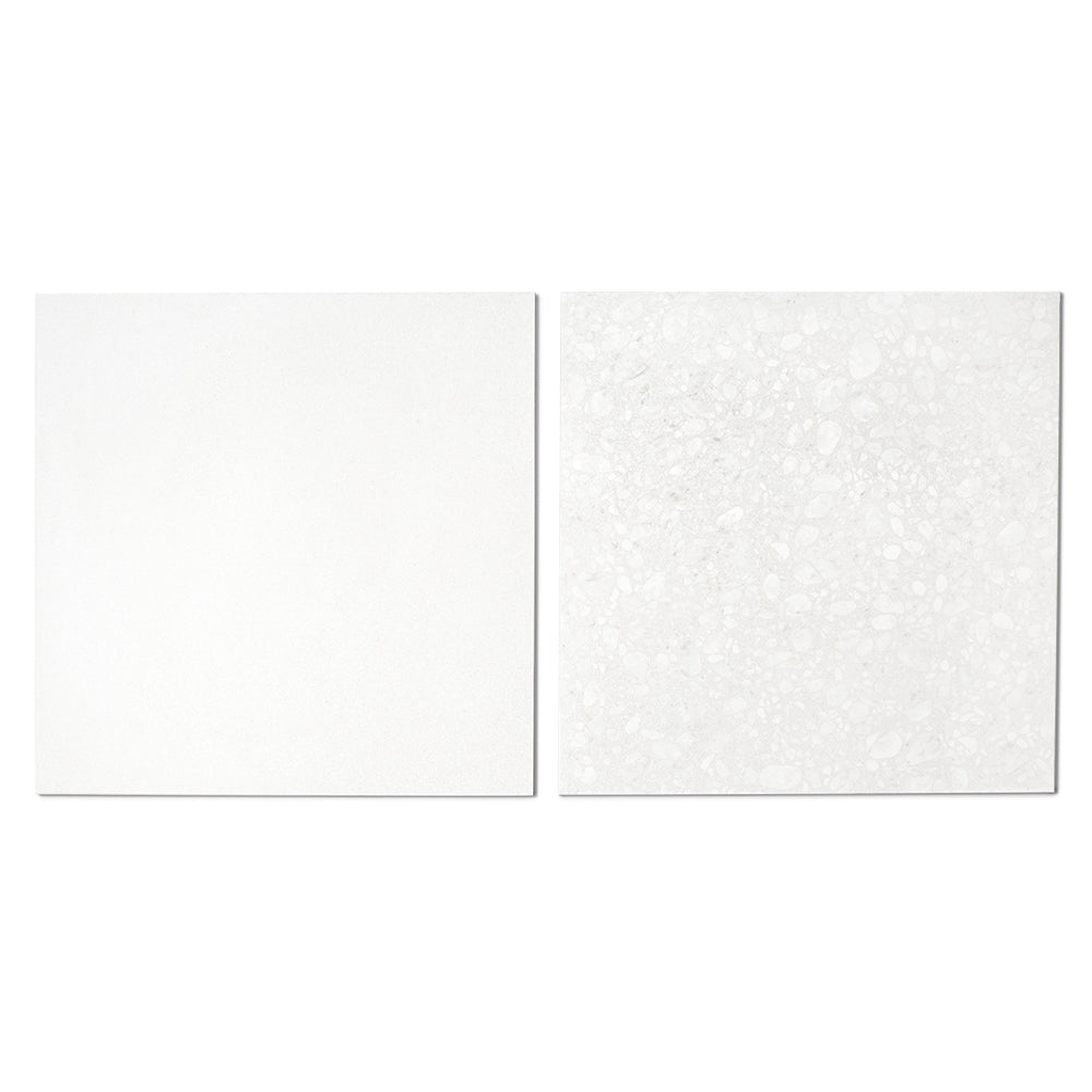 Terrazzo 2.0 24"x24" Checkerboard Minimal White & Pop White Porcelain Matte Tile