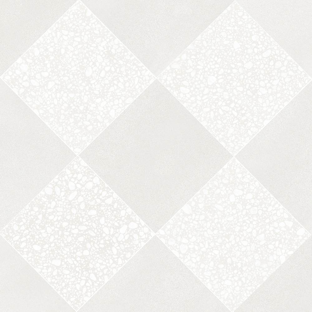Terrazzo 2.0 24"x24" Checkerboard Minimal White & Pop White Porcelain Matte Tile