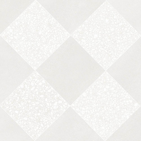 Terrazzo 2.0 24"x24" Checkerboard Minimal White & Pop White Porcelain Matte Tile