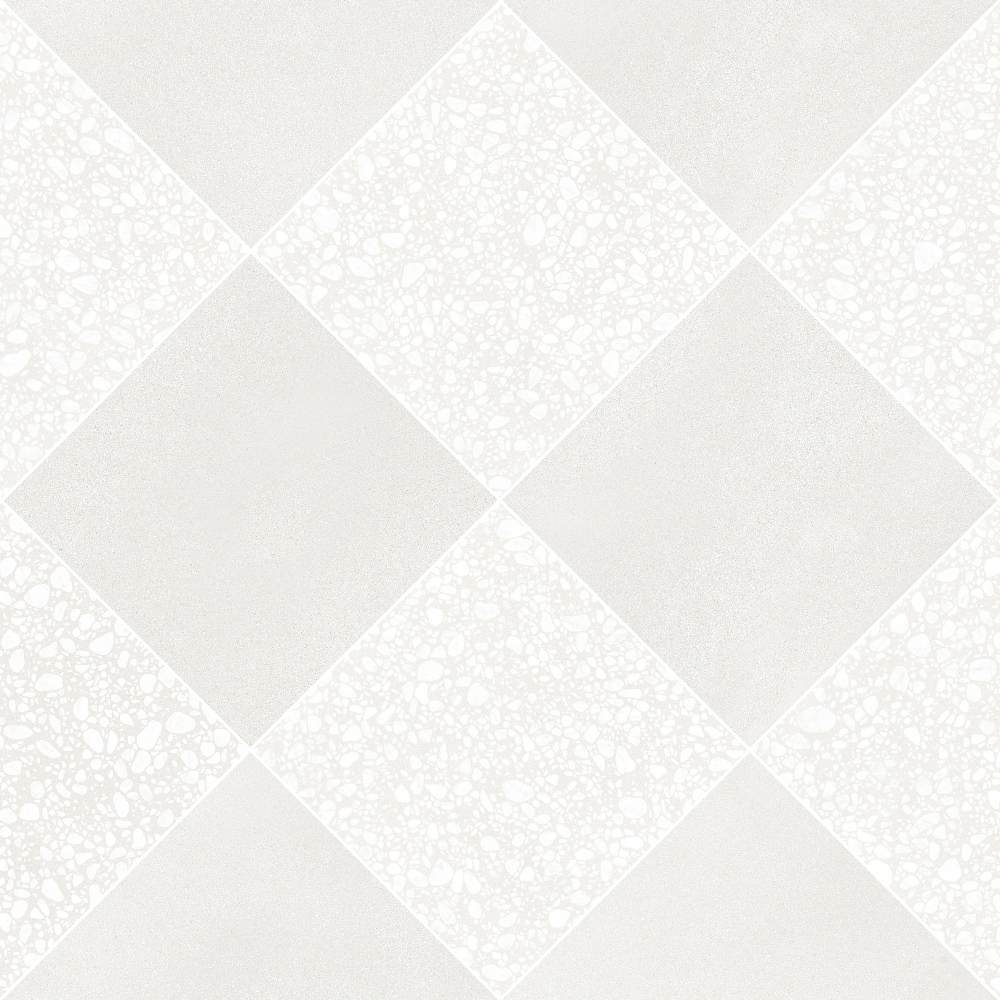 Terrazzo 2.0 24"x24" Checkerboard Minimal White & Pop White Porcelain Matte Tile