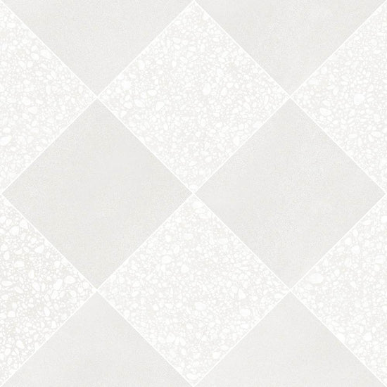 Terrazzo 2.0 24"x24" Checkerboard Minimal White & Pop White Porcelain Matte Tile