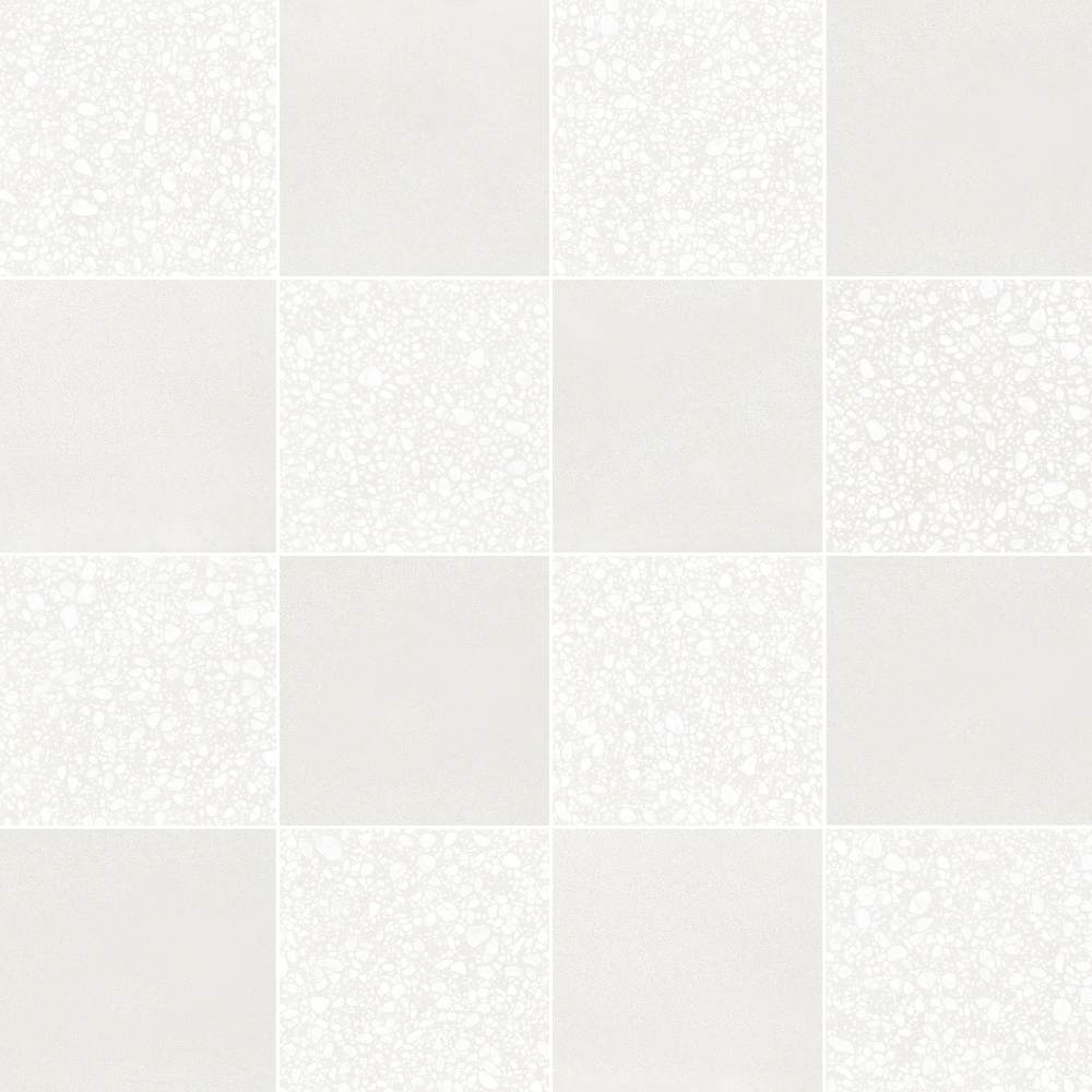 Terrazzo 2.0 24"x24" Checkerboard Minimal White & Pop White Porcelain Matte Tile