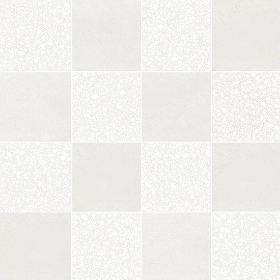 Terrazzo 2.0 24"x24" Checkerboard Minimal White & Pop White Porcelain Matte Tile