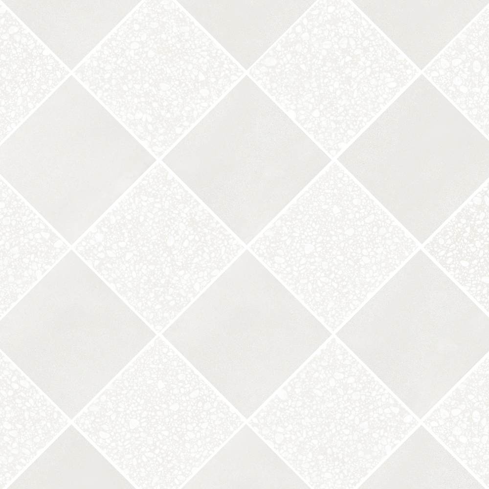 Terrazzo 2.0 24"x24" Checkerboard Minimal White & Pop White Porcelain Matte Tile