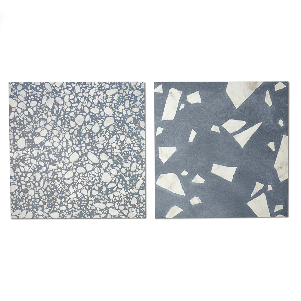 Terrazzo 2.0 24"x24" Checkerboard Rock Blue & Pop Blue Porcelain Matte Tile