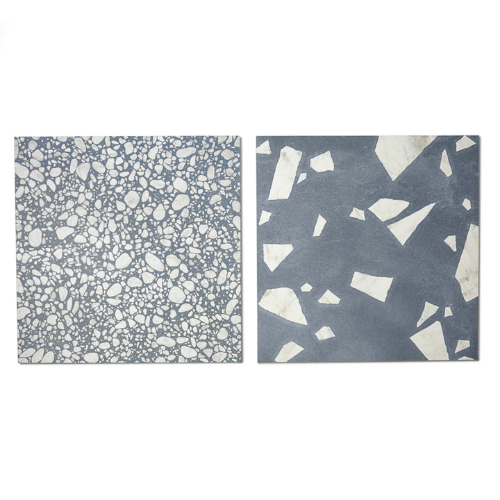Terrazzo 2.0 24"x24" Checkerboard Rock Blue & Pop Blue Porcelain Matte Tile