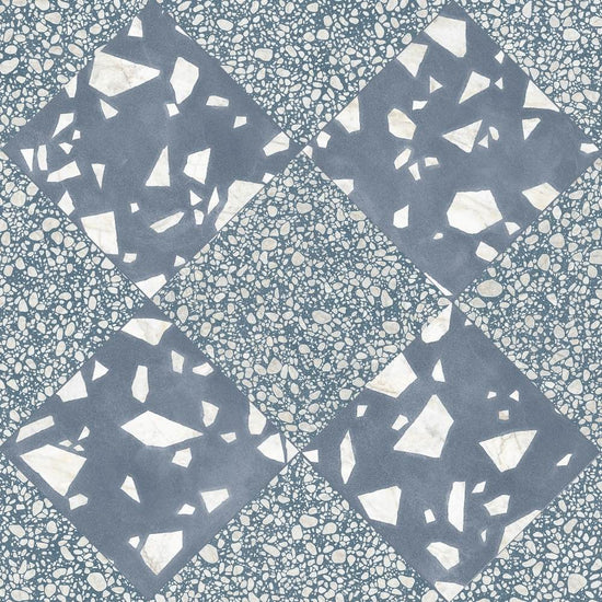 Terrazzo 2.0 24"x24" Checkerboard Rock Blue & Pop Blue Porcelain Matte Tile
