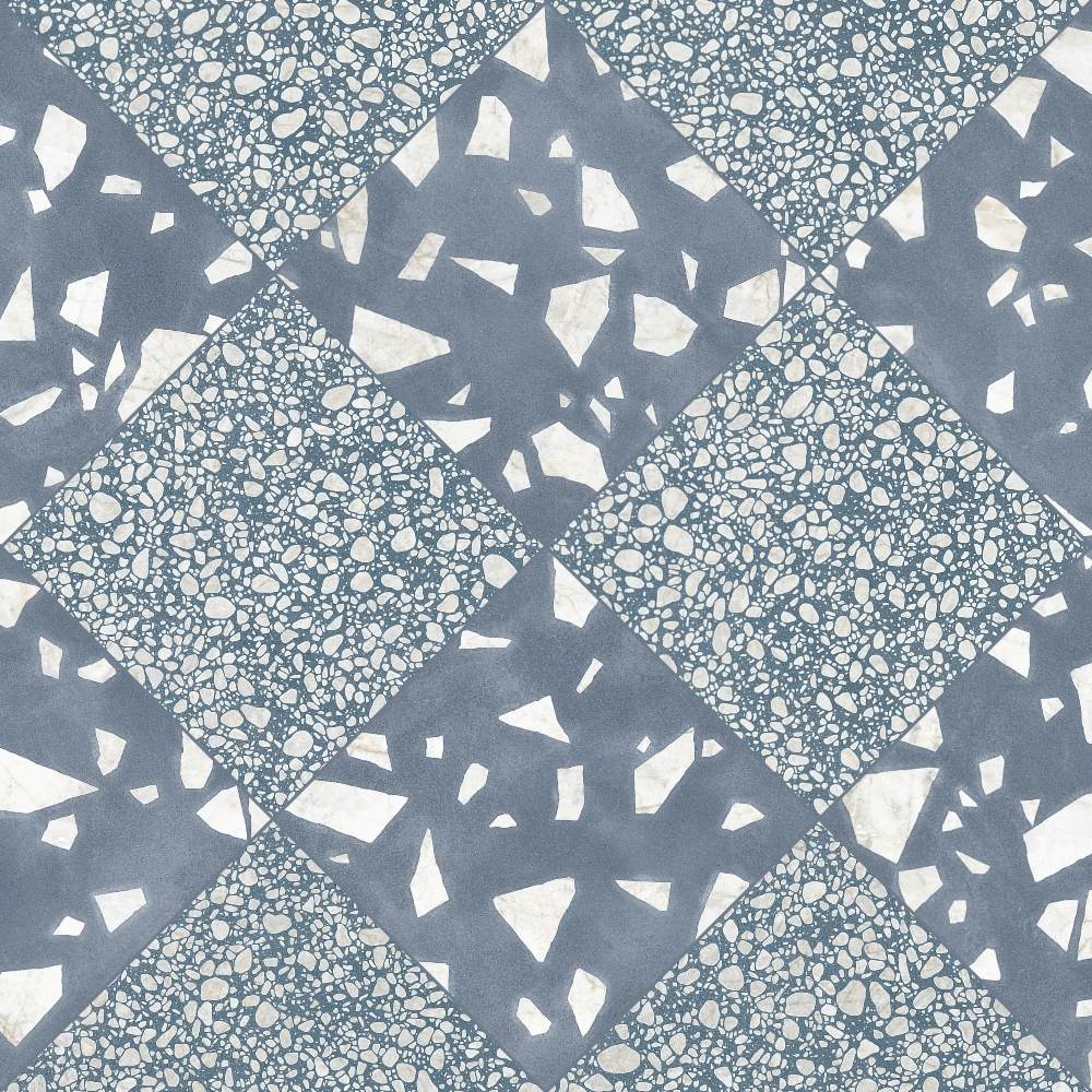 Terrazzo 2.0 24"x24" Checkerboard Rock Blue & Pop Blue Porcelain Matte Tile