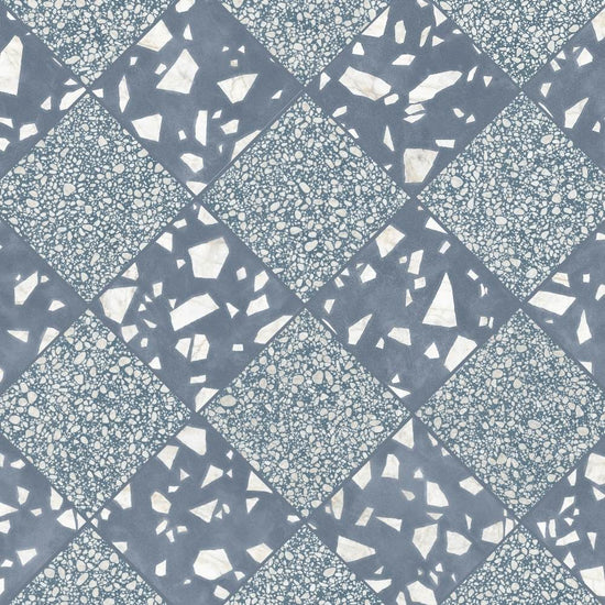 Terrazzo 2.0 24"x24" Checkerboard Rock Blue & Pop Blue Porcelain Matte Tile