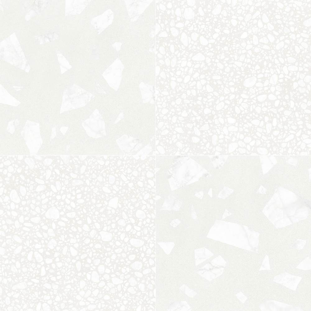 Terrazzo 2.0 24"x24" Checkerboard Rock White & Pop White Porcelain Matte Tile