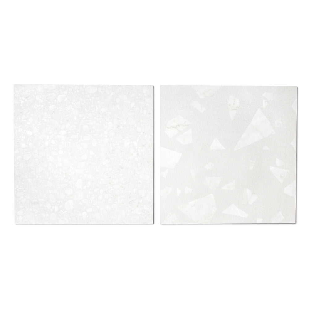 Terrazzo 2.0 24"x24" Checkerboard Rock White & Pop White Porcelain Matte Tile