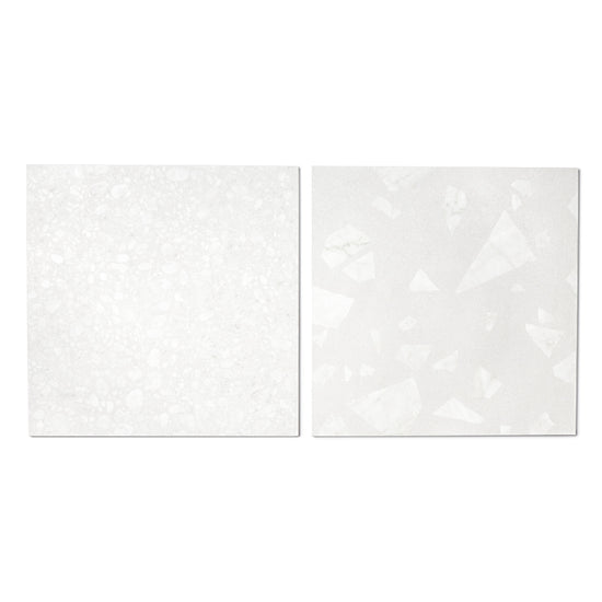 Terrazzo 2.0 24"x24" Checkerboard Rock White & Pop White Porcelain Matte Tile