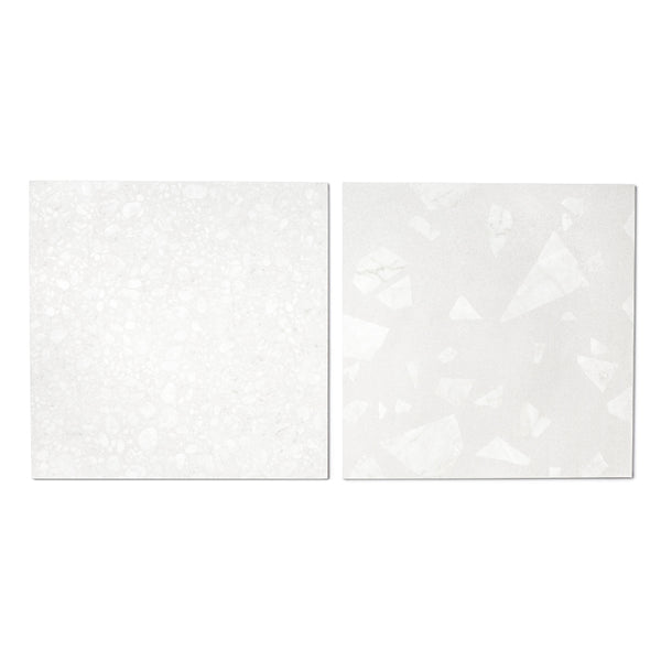 Terrazzo 2.0 24"x24" Checkerboard Rock White & Pop White Porcelain Matte Tile