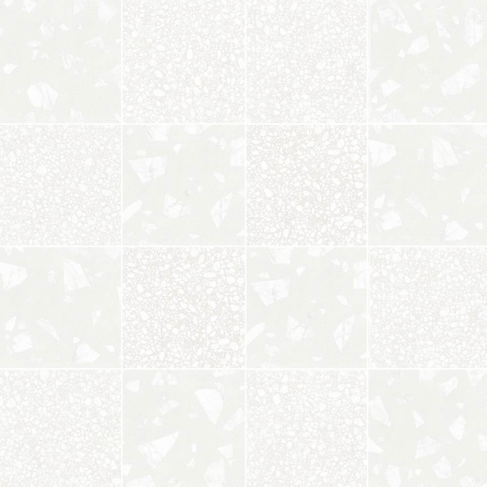Terrazzo 2.0 24"x24" Checkerboard Rock White & Pop White Porcelain Matte Tile
