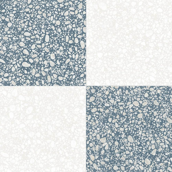 Terrazzo 2.0 24"x24" Checkerboard Pop White & Pop Blue Porcelain Matte Tile