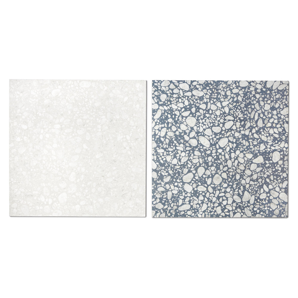 Terrazzo 2.0 24"x24" Checkerboard Pop White & Pop Blue Porcelain Matte Tile