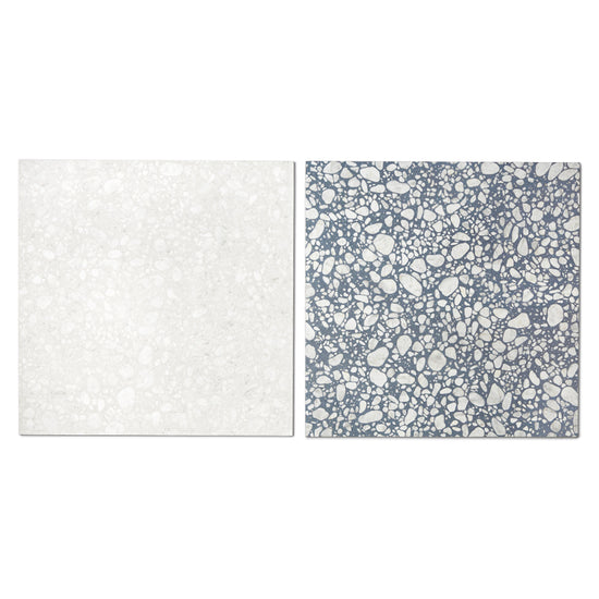 Terrazzo 2.0 24"x24" Checkerboard Pop White & Pop Blue Porcelain Matte Tile