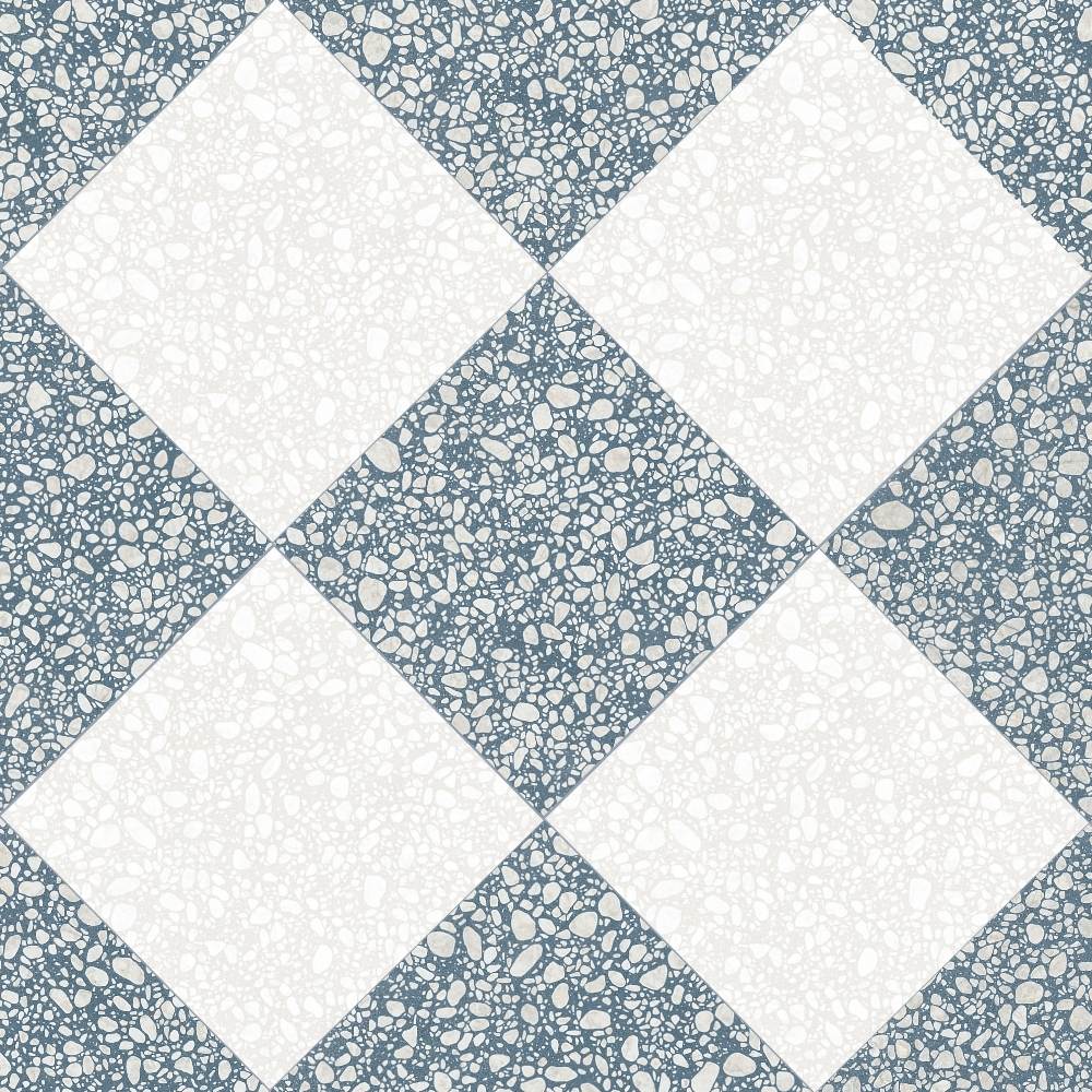 Terrazzo 2.0 24"x24" Checkerboard Pop White & Pop Blue Porcelain Matte Tile