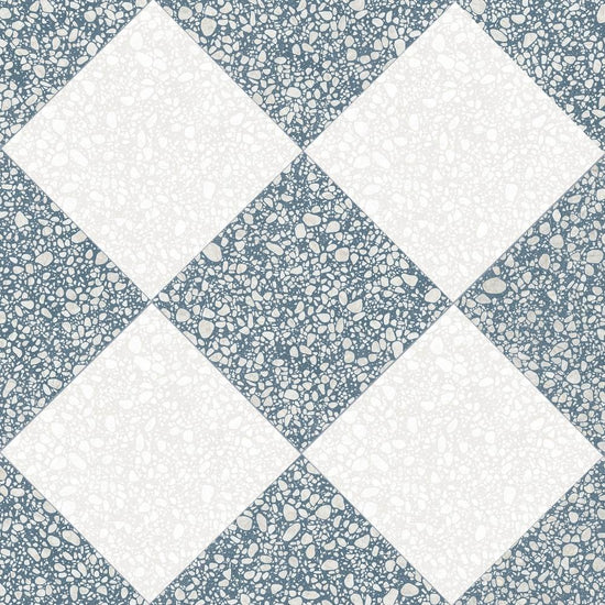 Terrazzo 2.0 24"x24" Checkerboard Pop White & Pop Blue Porcelain Matte Tile