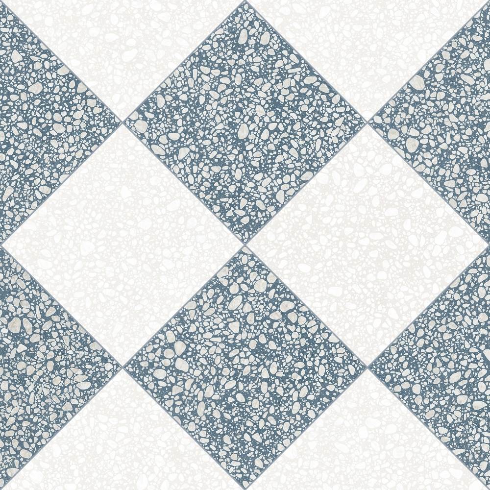 Terrazzo 2.0 24"x24" Checkerboard Pop White & Pop Blue Porcelain Matte Tile