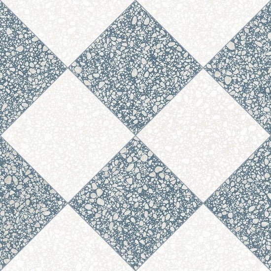 Terrazzo 2.0 24"x24" Checkerboard Pop White & Pop Blue Porcelain Matte Tile
