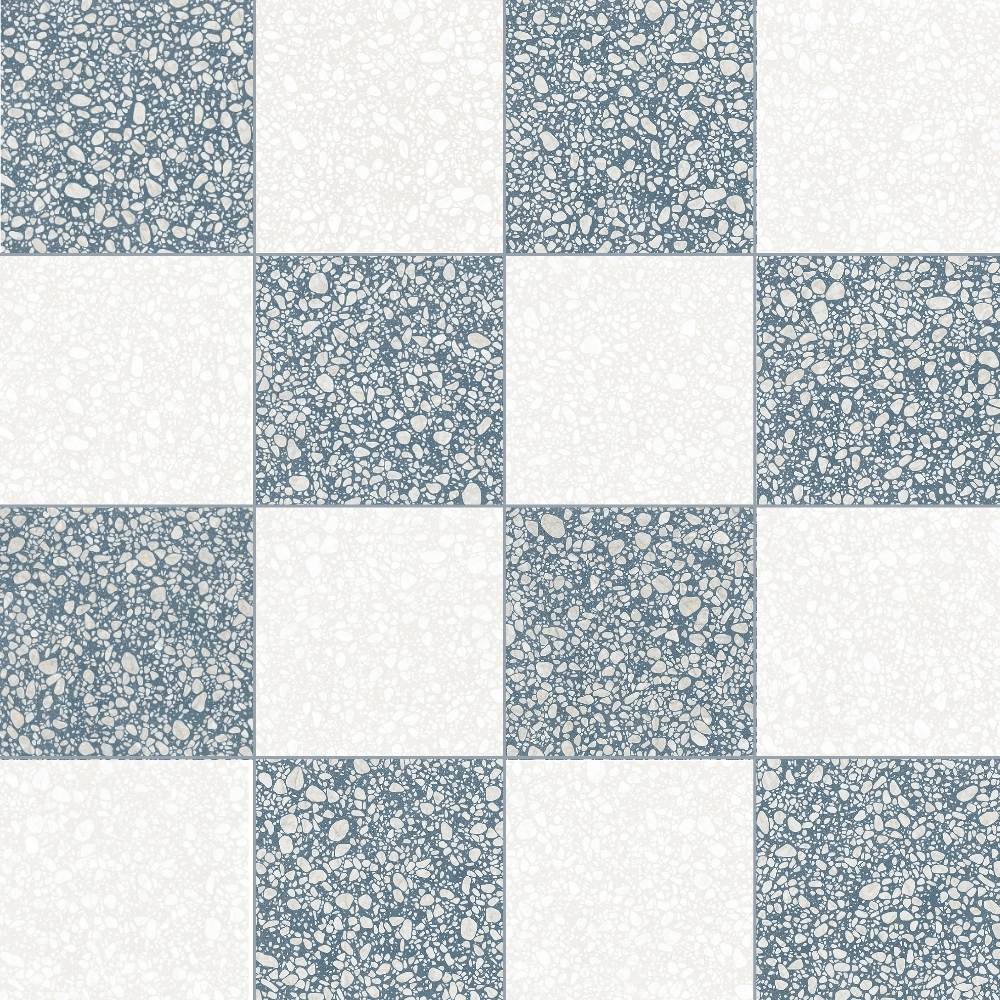 Terrazzo 2.0 24"x24" Checkerboard Pop White & Pop Blue Porcelain Matte Tile